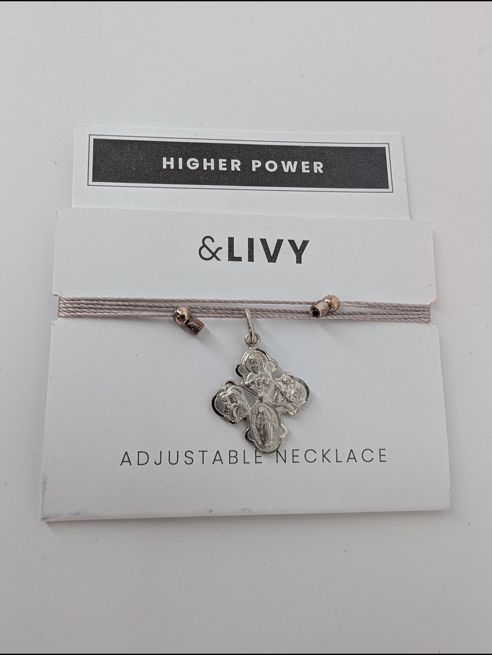 &LIVY Silver Cross Pendant Adjustable Necklace